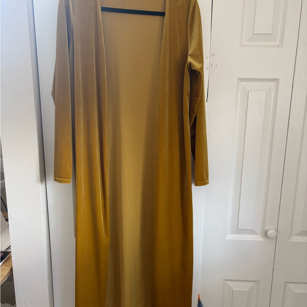 Long Mustard Yellow Duster Cardigan